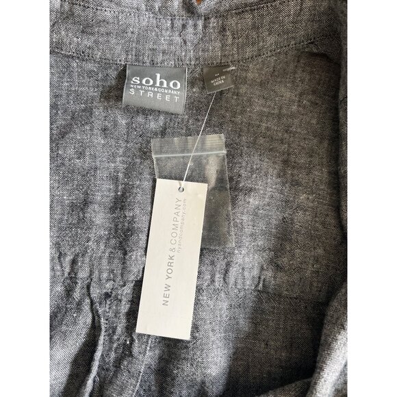 Soho New York & Company  Womens Gray Long-Sleeve Button-Down Shirtdress Medium - Picture 12 of 15